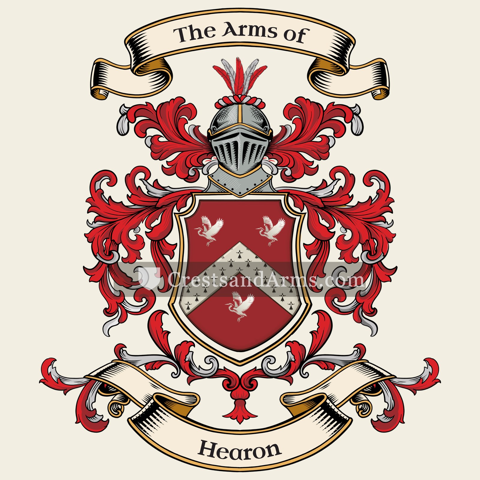 The Hearon coat of arms, drawn from the recorded blazon