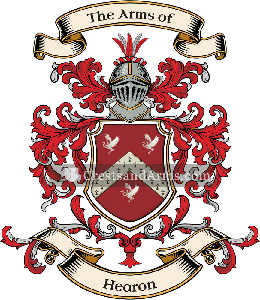 The Hearon coat of arms, drawn from the recorded blazon