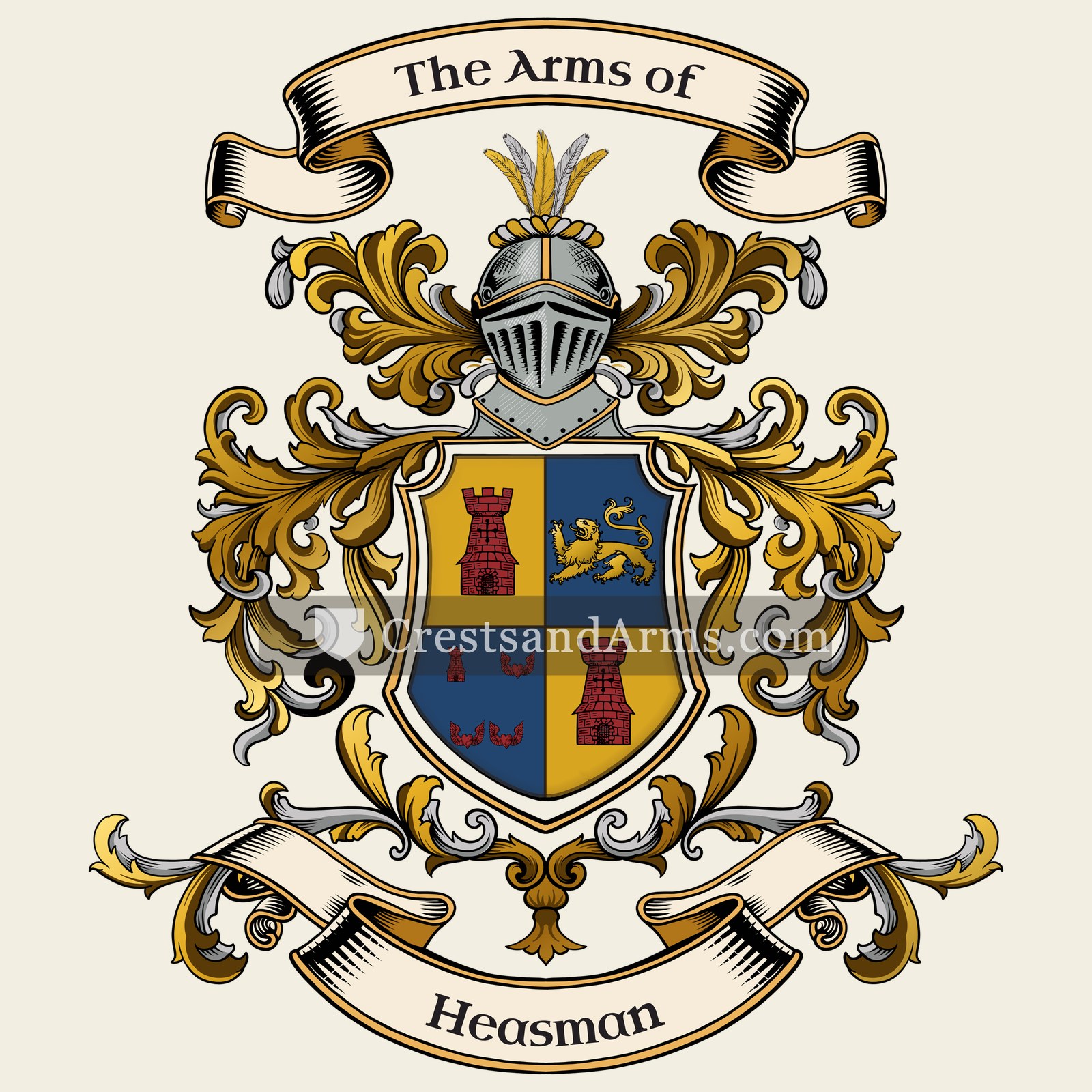 The Heasman coat of arms, drawn from the recorded blazon