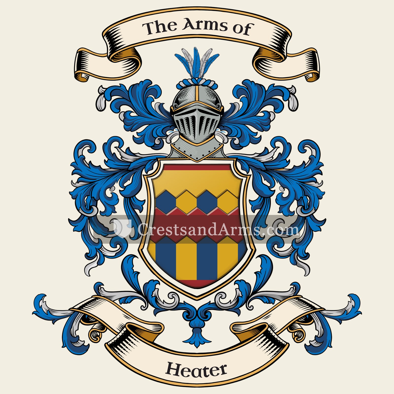 The Heater coat of arms, drawn from the recorded blazon
