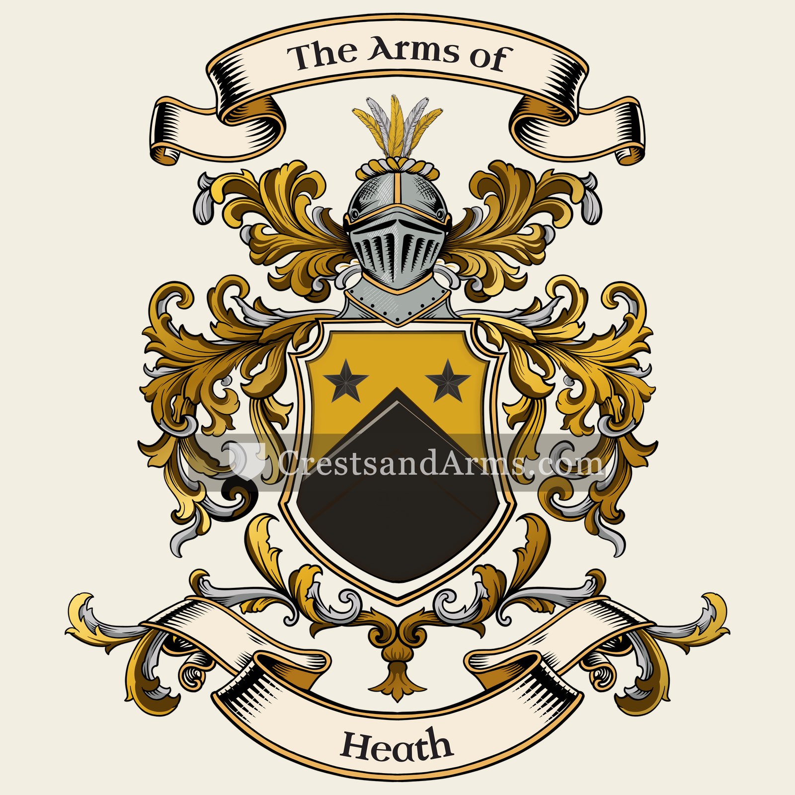 The Heath coat of arms, drawn from the recorded blazon