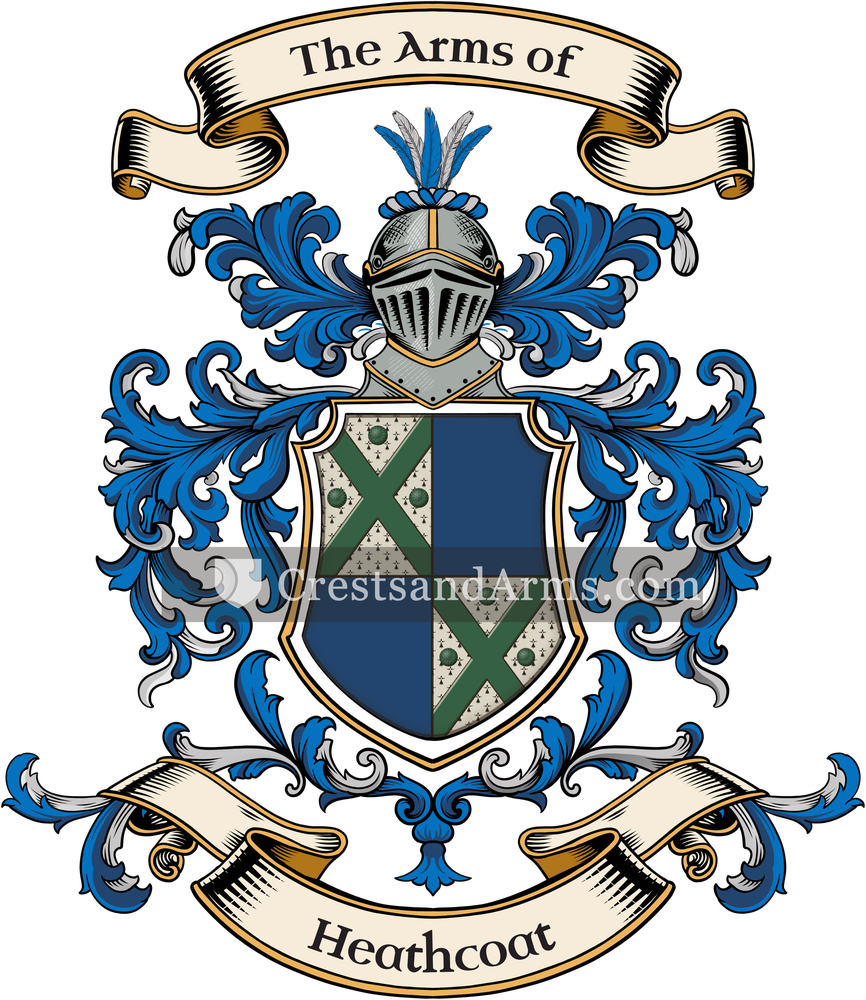 The Heathcoat coat of arms, drawn from the recorded blazon