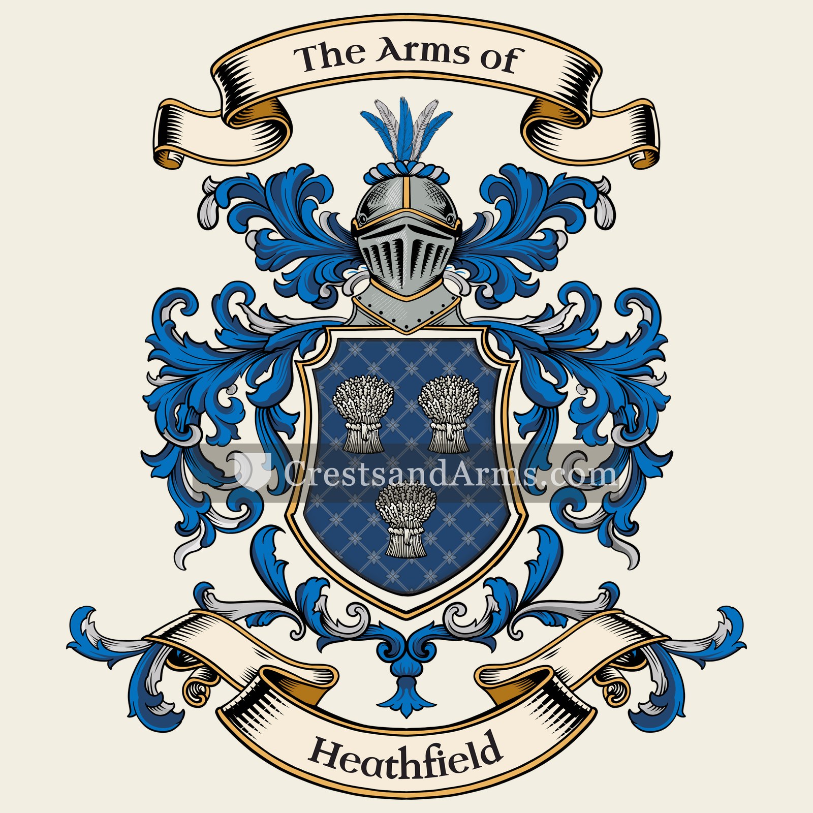 The Heathfield coat of arms, drawn from the recorded blazon