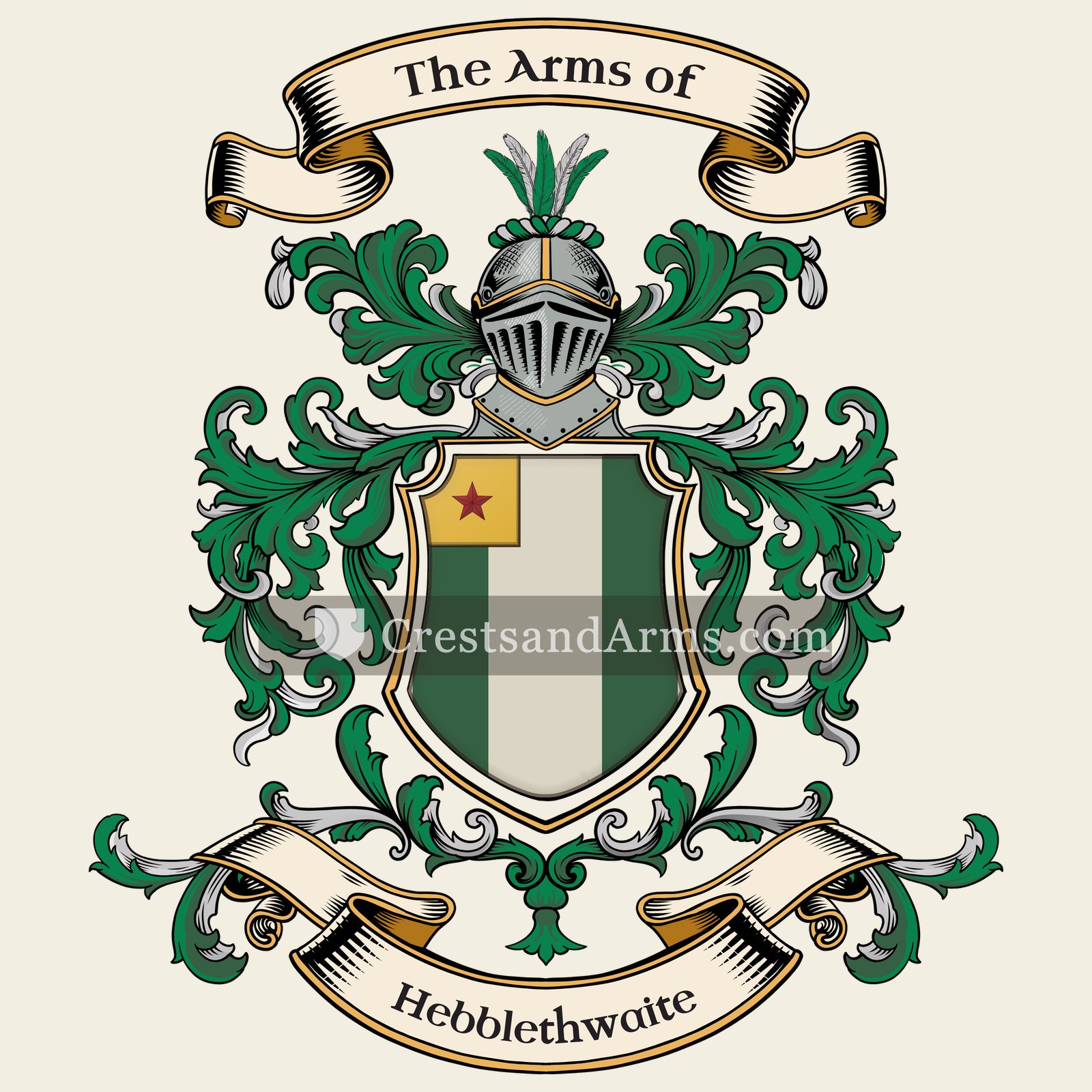 The Hebblethwaite coat of arms, drawn from the recorded blazon