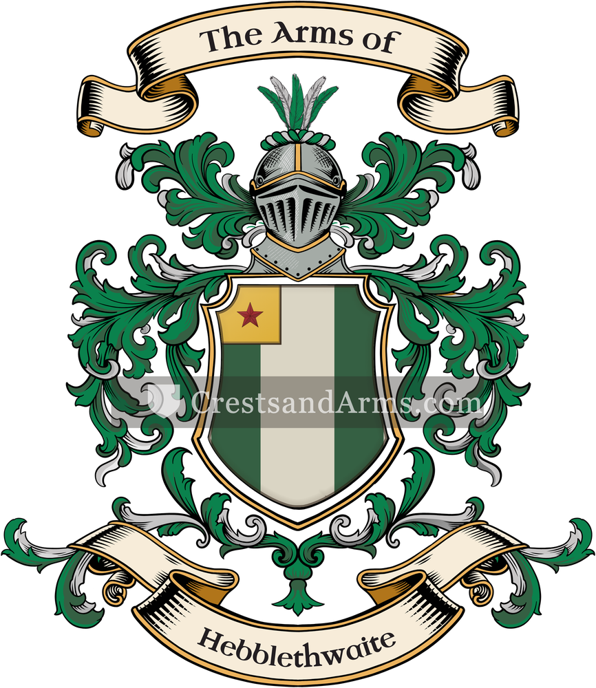 The Hebblethwaite coat of arms, drawn from the recorded blazon