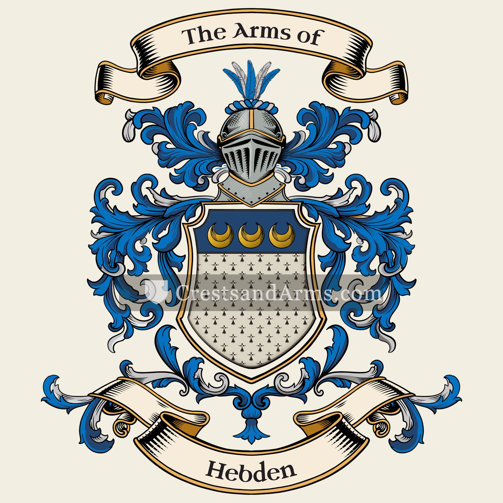 The Hebden coat of arms, drawn from the recorded blazon