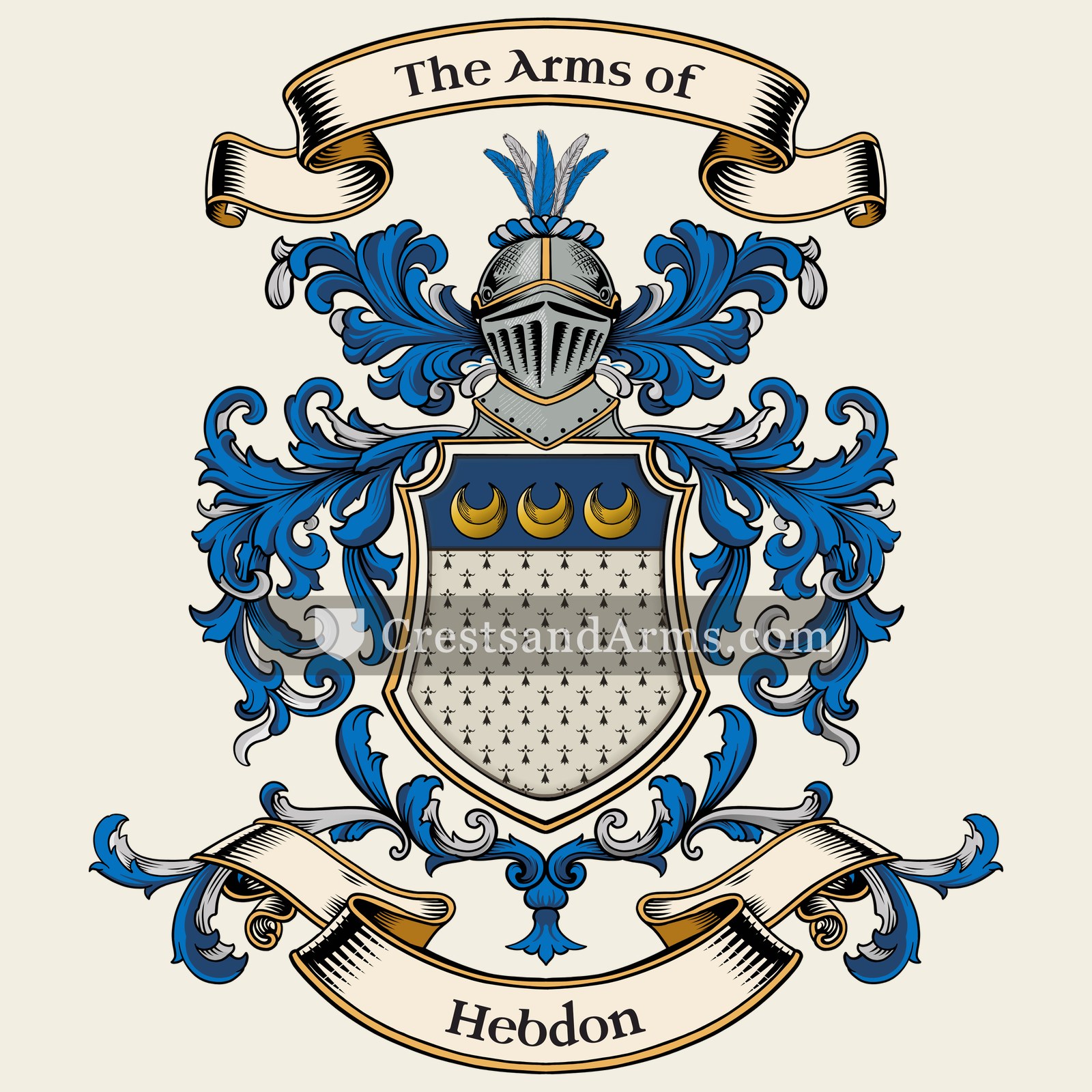 The Hebdon coat of arms, drawn from the recorded blazon