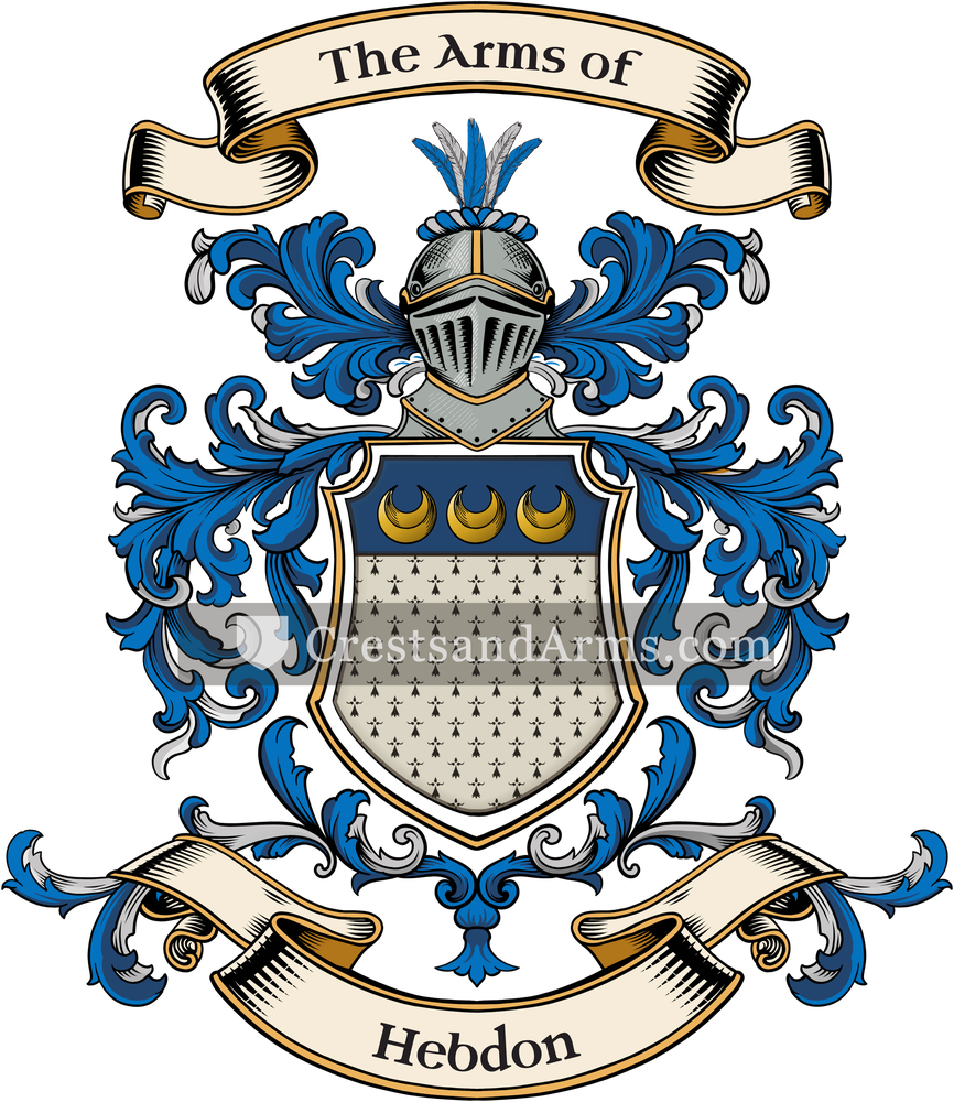The Hebdon coat of arms, drawn from the recorded blazon