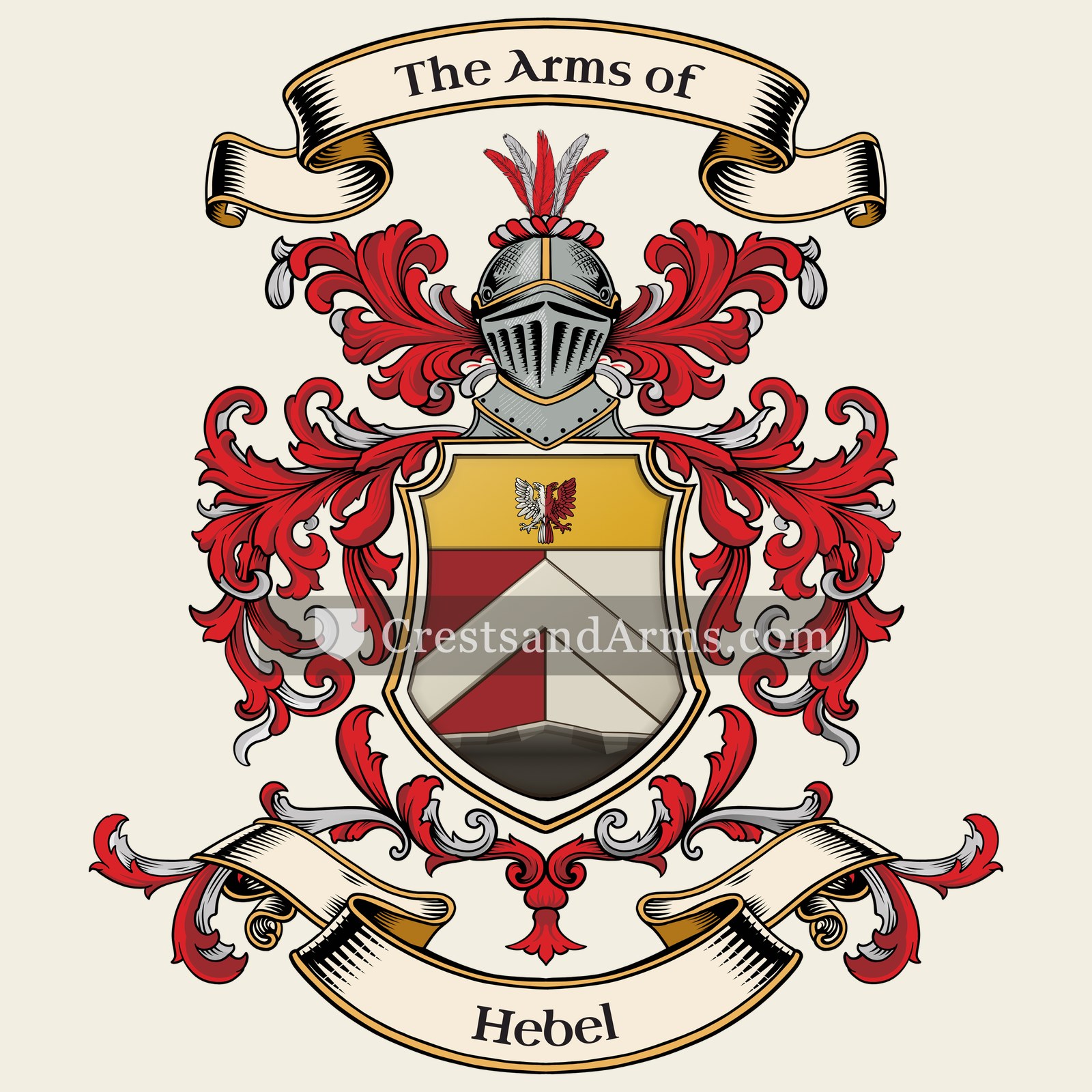 The Hebel coat of arms, drawn from the recorded blazon