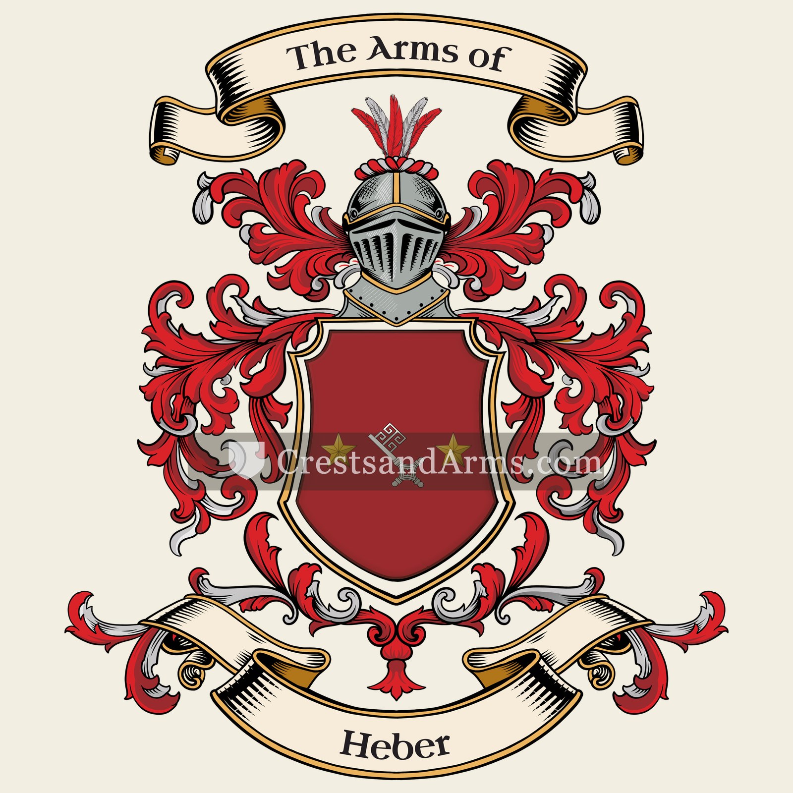 The Heber coat of arms, drawn from the recorded blazon