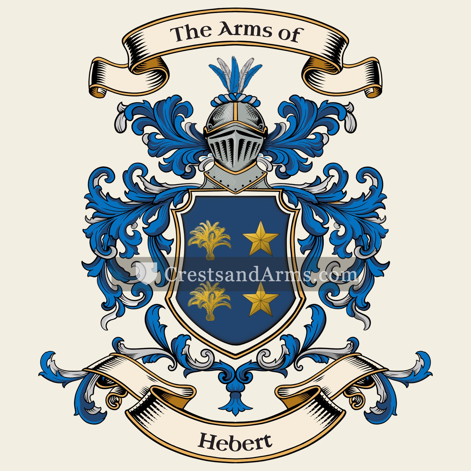 The Hebert coat of arms, drawn from the recorded blazon