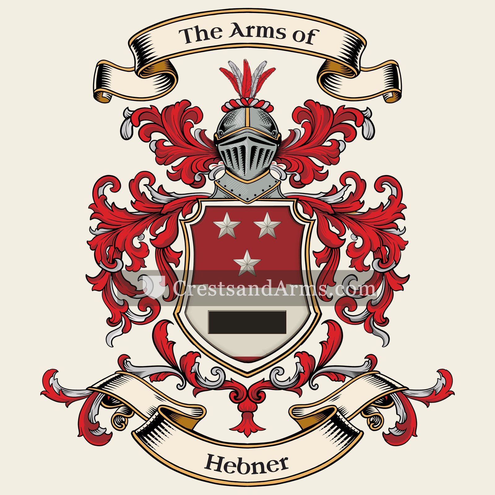 The Hebner coat of arms, drawn from the recorded blazon