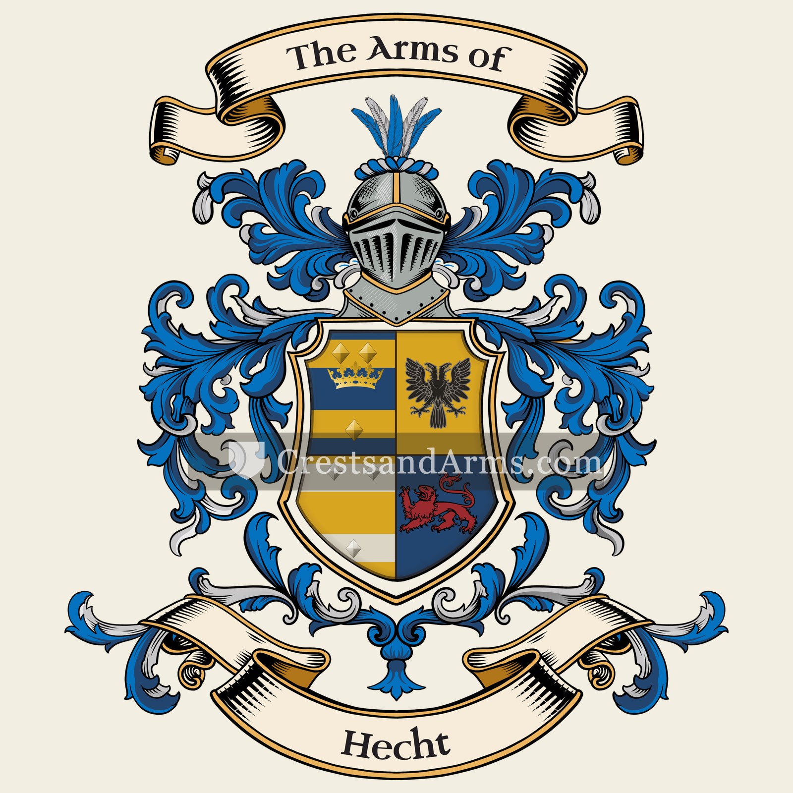 The Hecht coat of arms, drawn from the recorded blazon