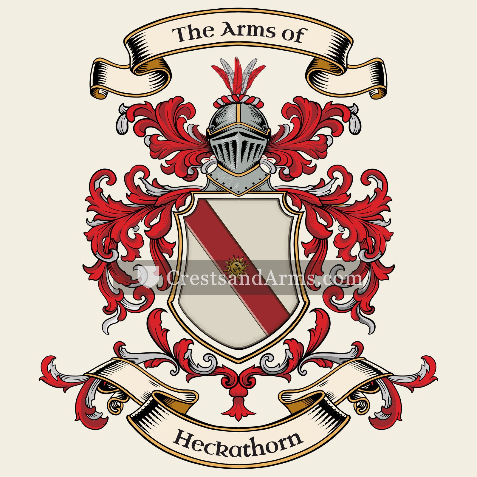 The Heckathorn coat of arms, drawn from the recorded blazon