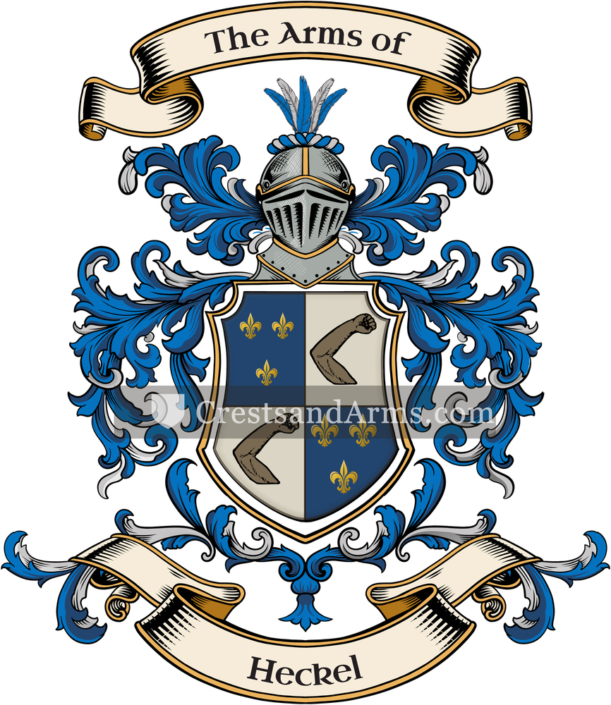 The Heckel coat of arms, drawn from the recorded blazon