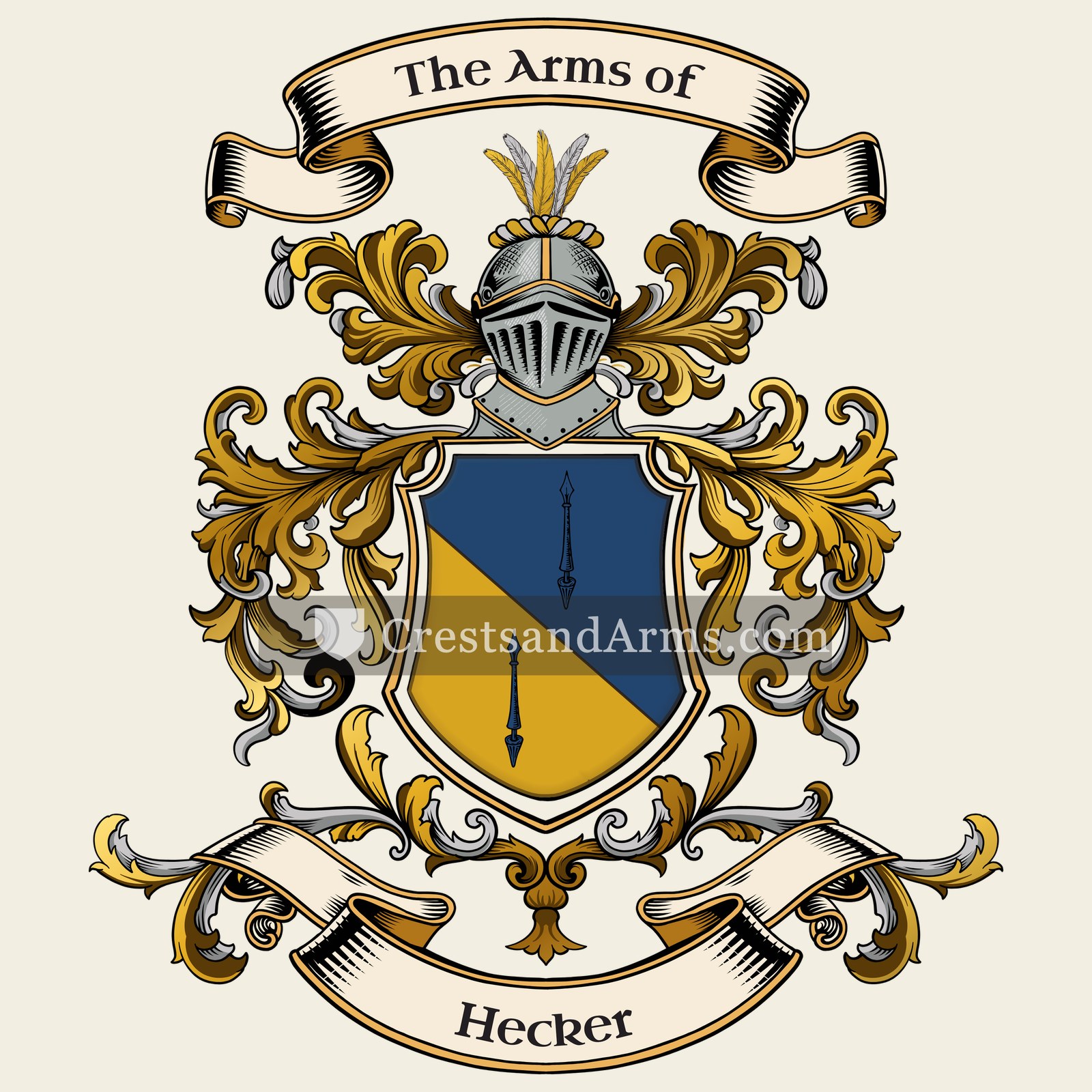 The Hecker coat of arms, drawn from the recorded blazon