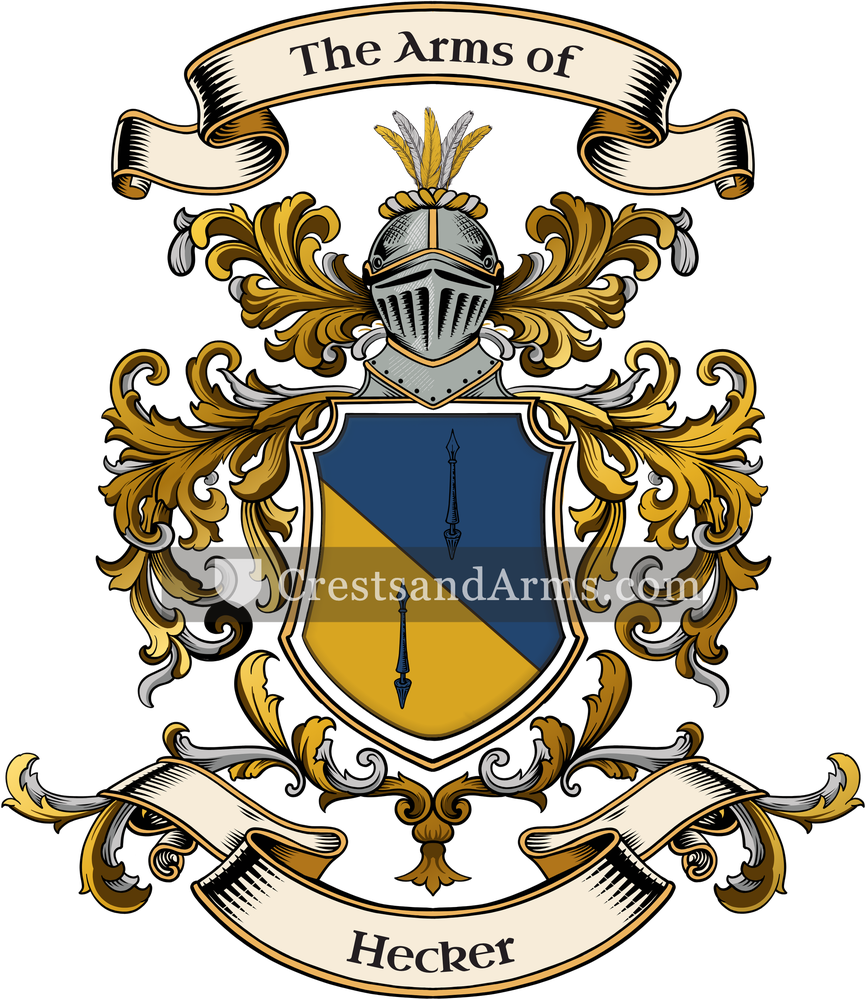 The Hecker coat of arms, drawn from the recorded blazon