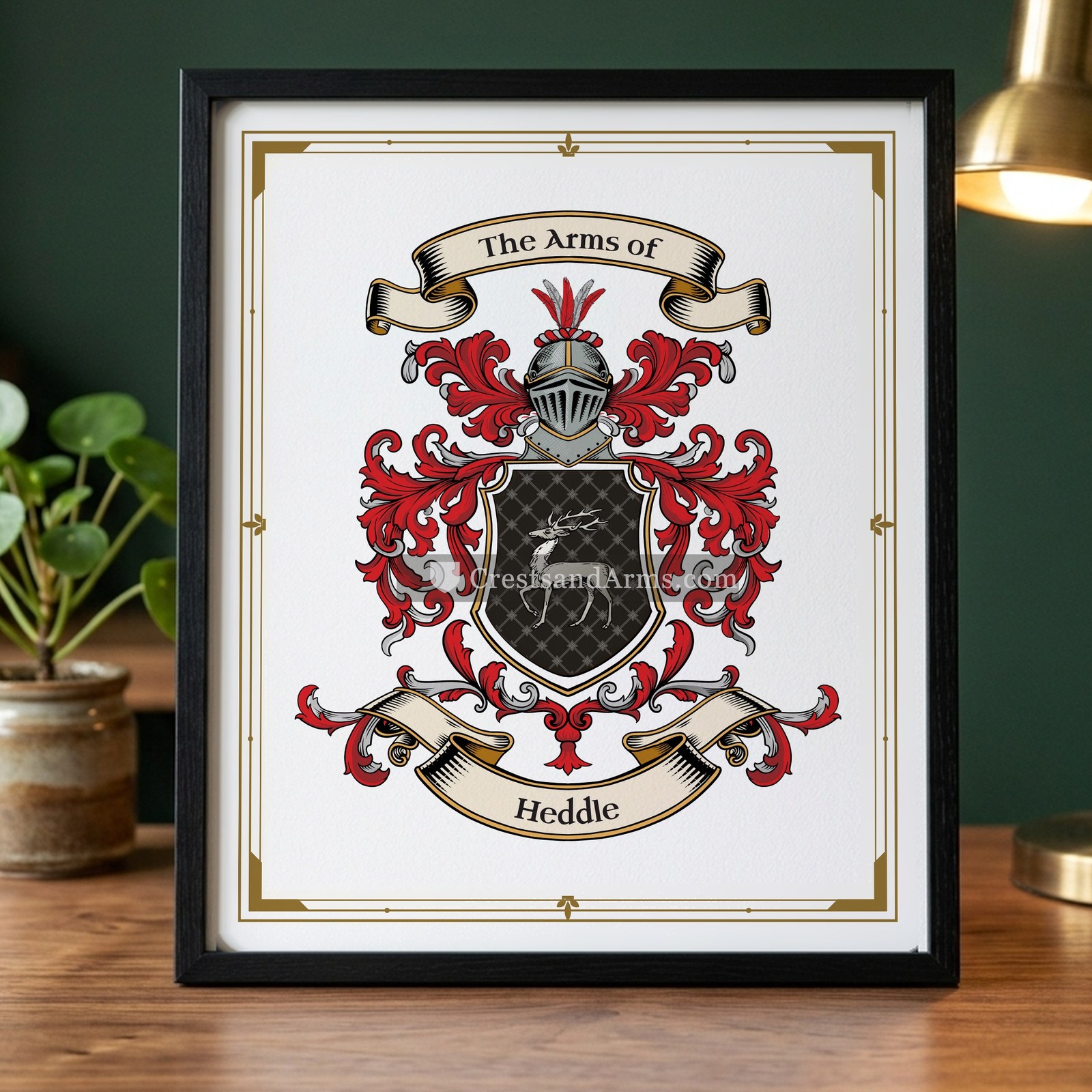 The Heddle arms on the framed, black wood