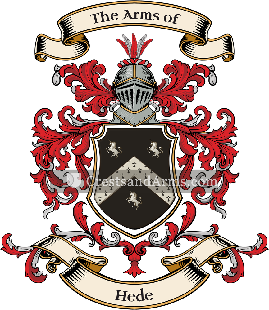 The Hede coat of arms, drawn from the recorded blazon