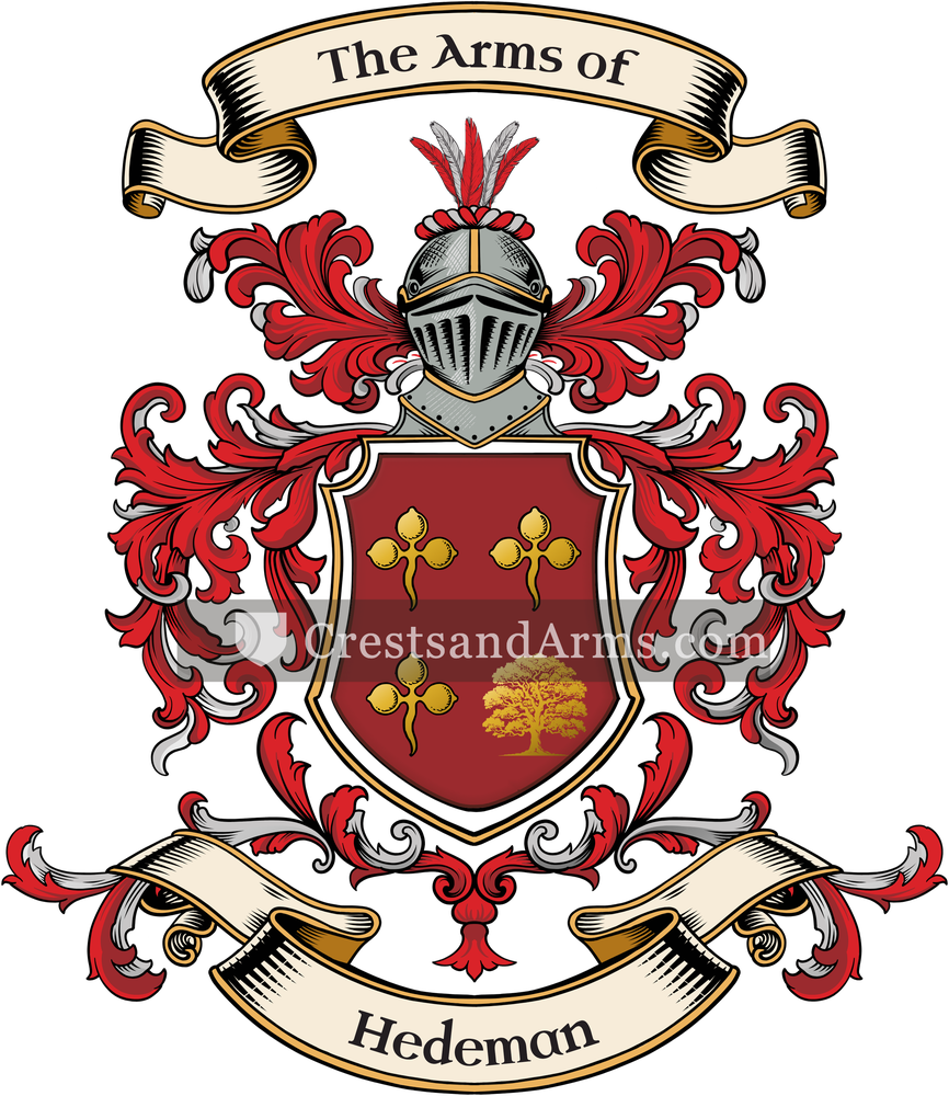 The Hedeman coat of arms, drawn from the recorded blazon