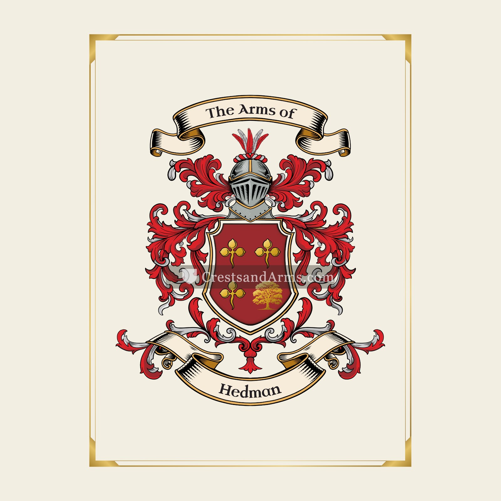 With gold border