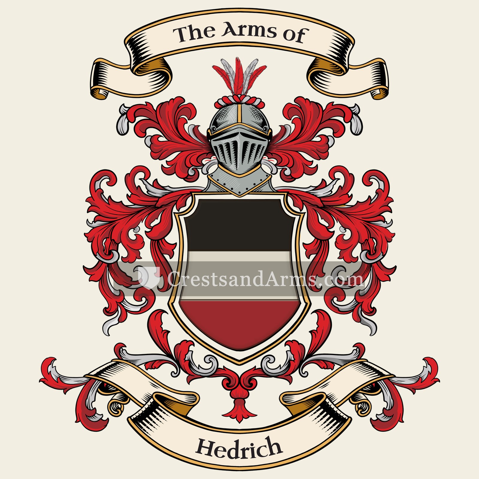 The Hedrich coat of arms, drawn from the recorded blazon