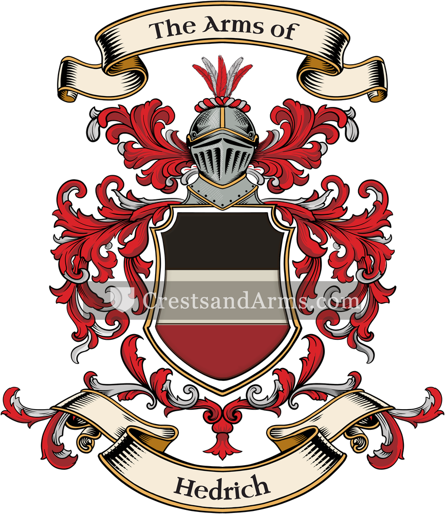 The Hedrich coat of arms, drawn from the recorded blazon