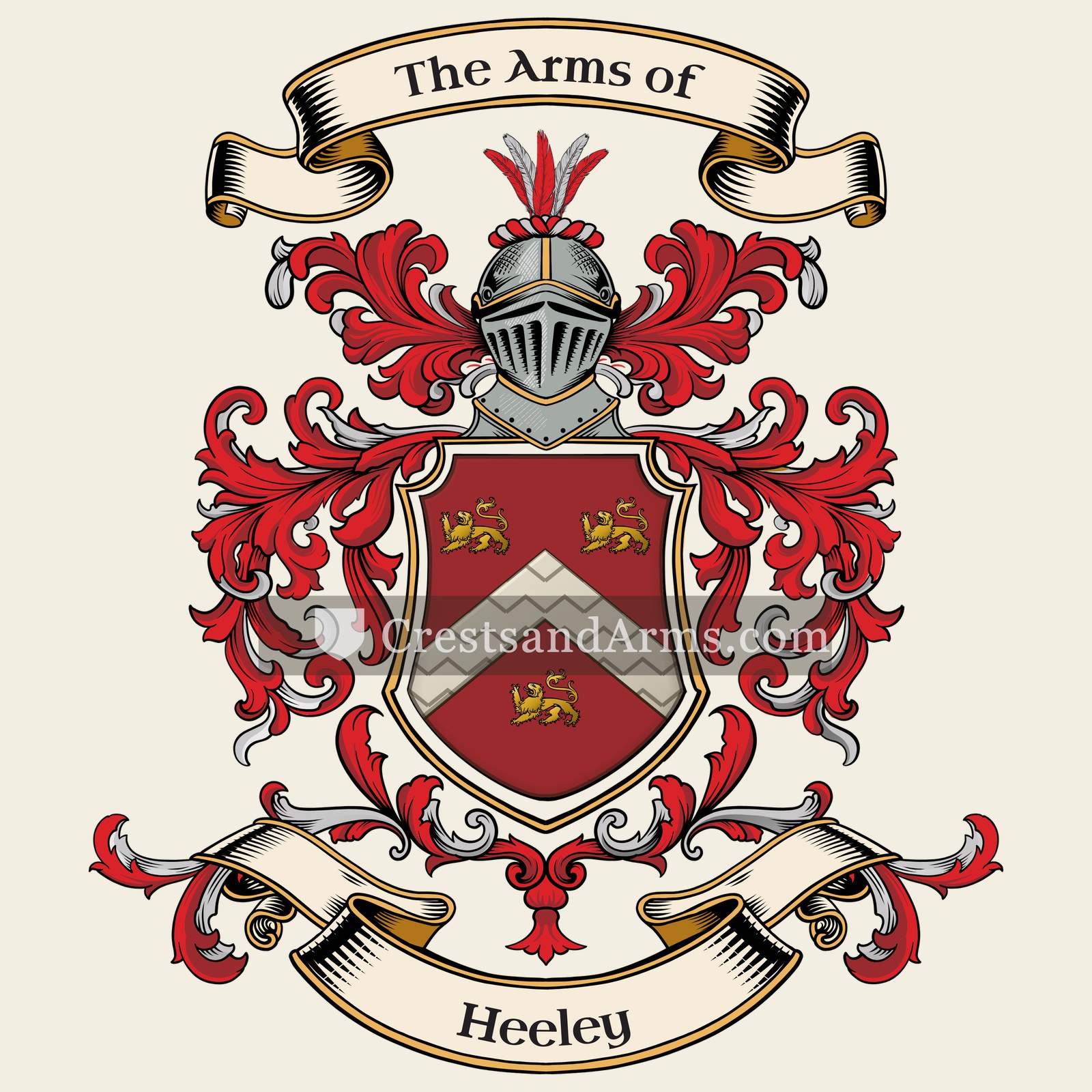 The Heeley coat of arms, drawn from the recorded blazon