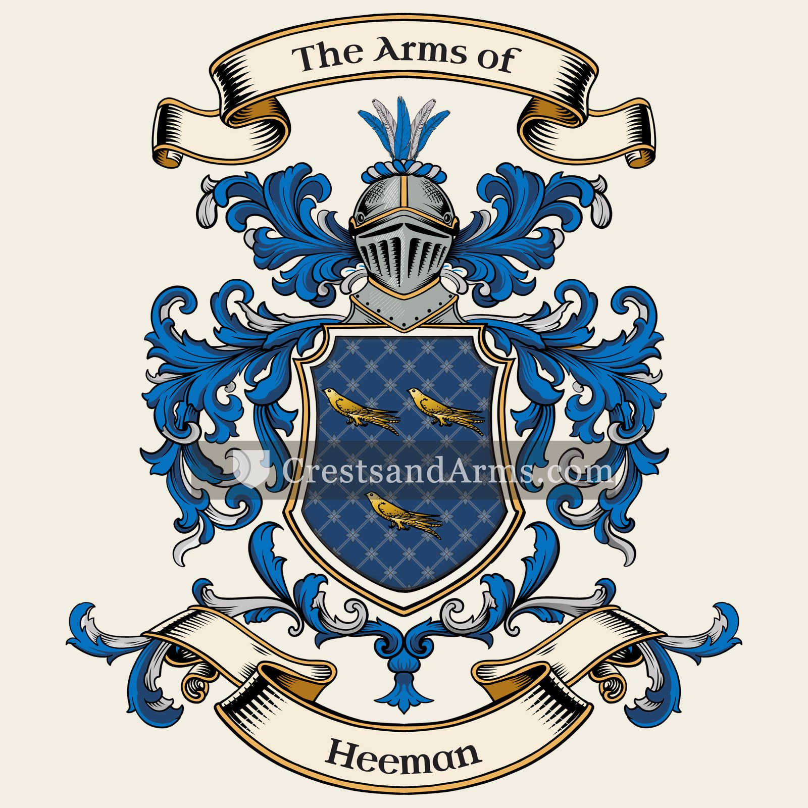 The Heeman coat of arms, drawn from the recorded blazon