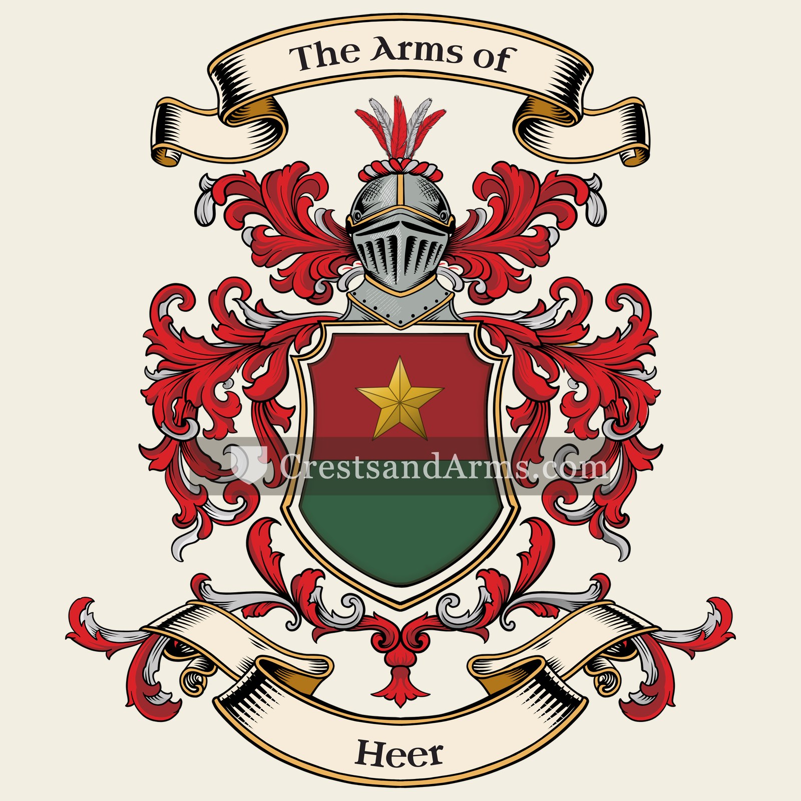 The Heer coat of arms, drawn from the recorded blazon