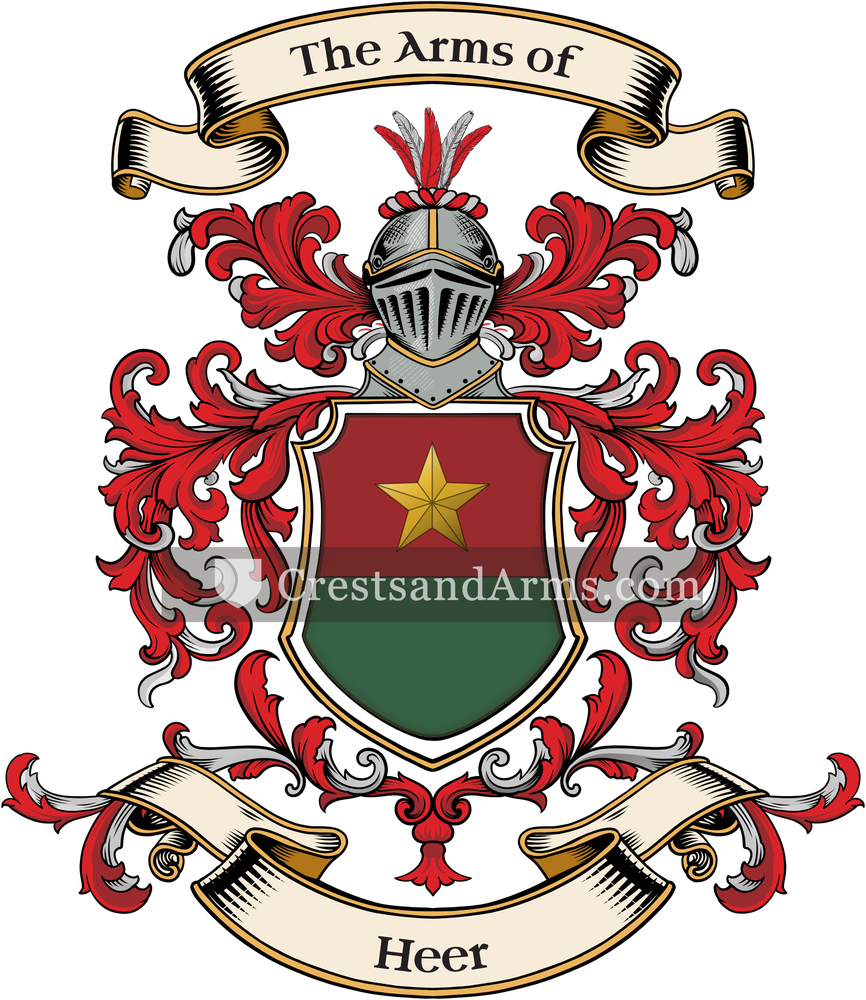 The Heer coat of arms, drawn from the recorded blazon