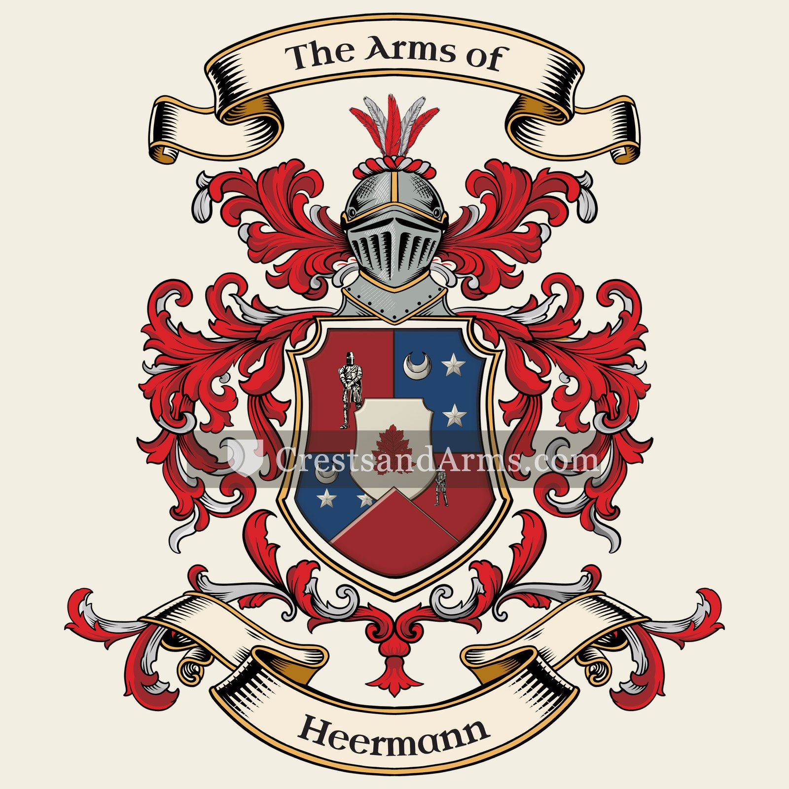 The Heermann coat of arms, drawn from the recorded blazon