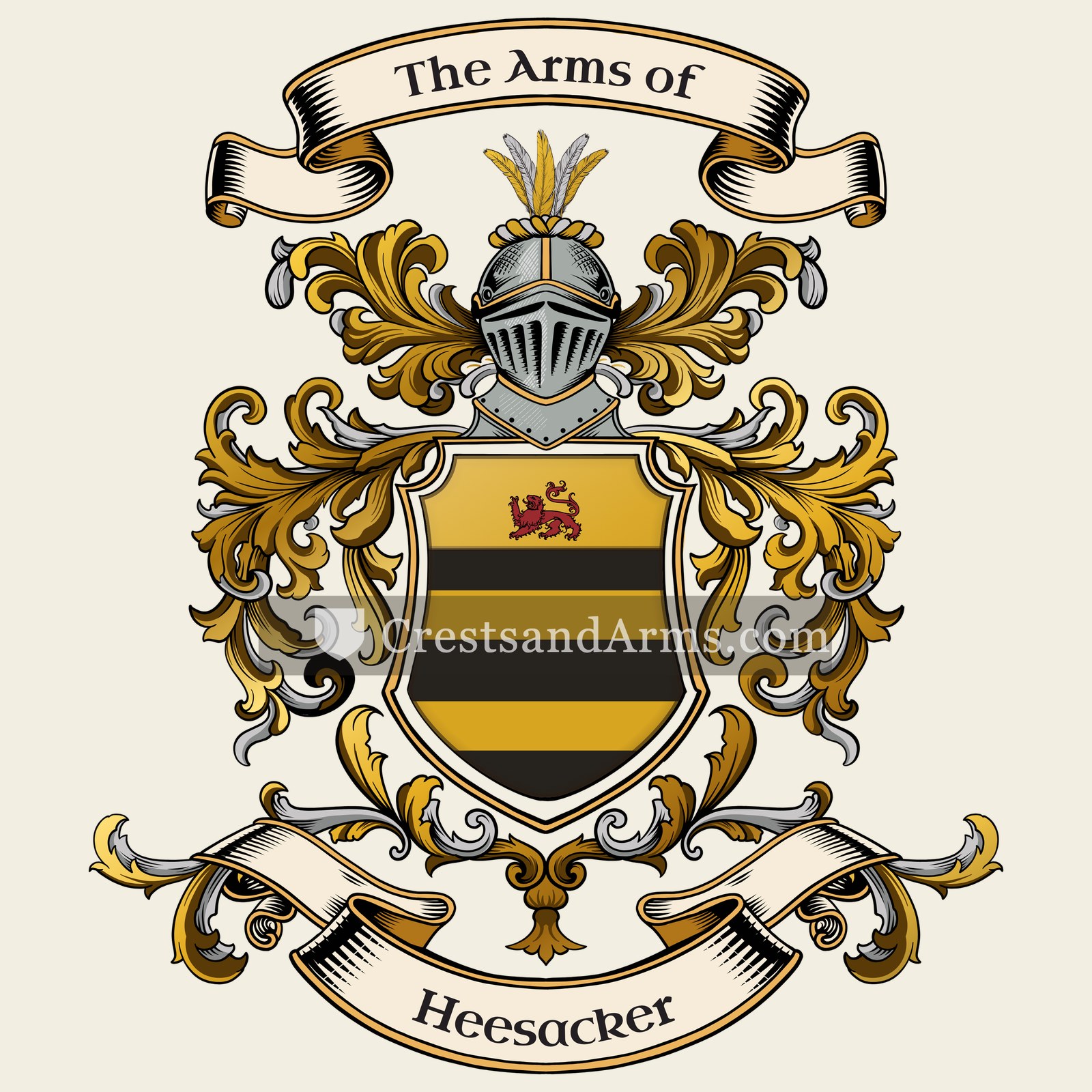 The Heesacker coat of arms, drawn from the recorded blazon