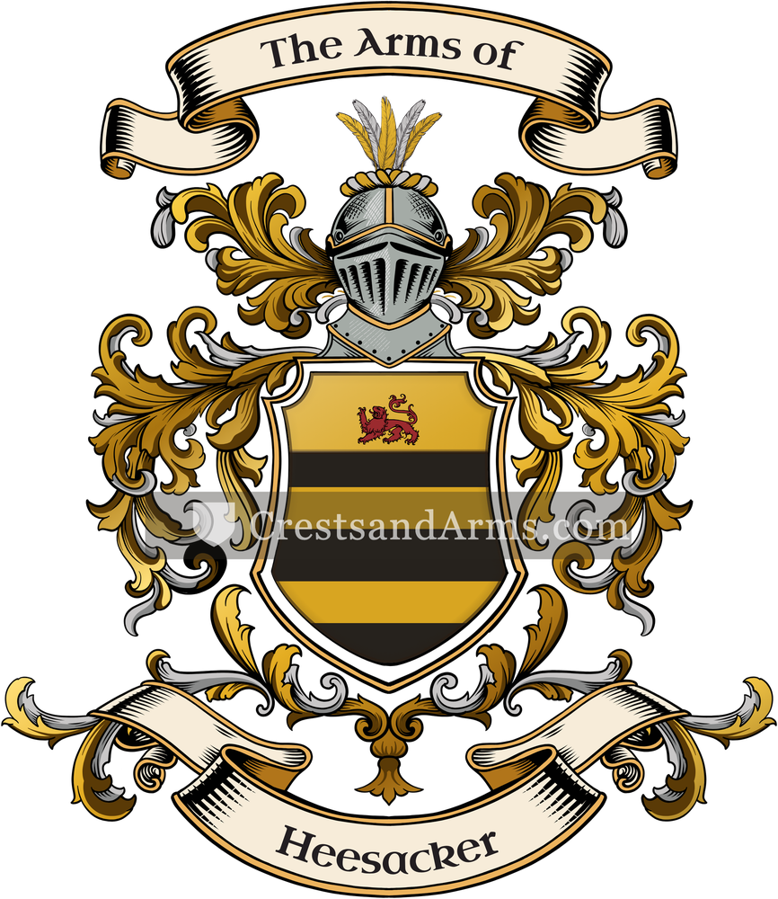 The Heesacker coat of arms, drawn from the recorded blazon