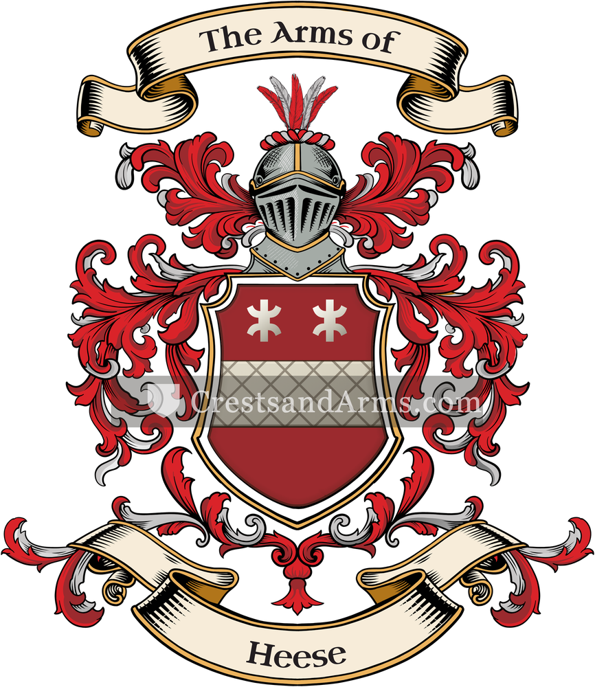 The Heese coat of arms, drawn from the recorded blazon