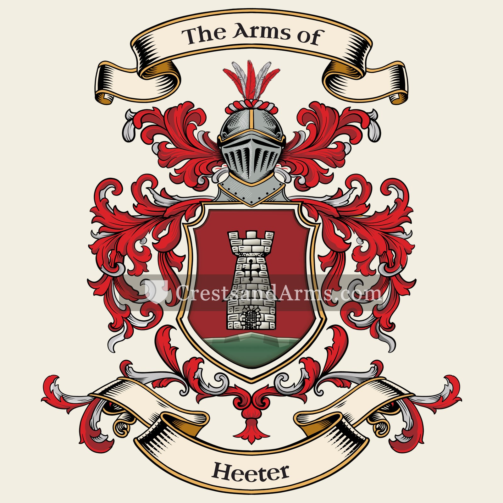 The Heeter coat of arms, drawn from the recorded blazon