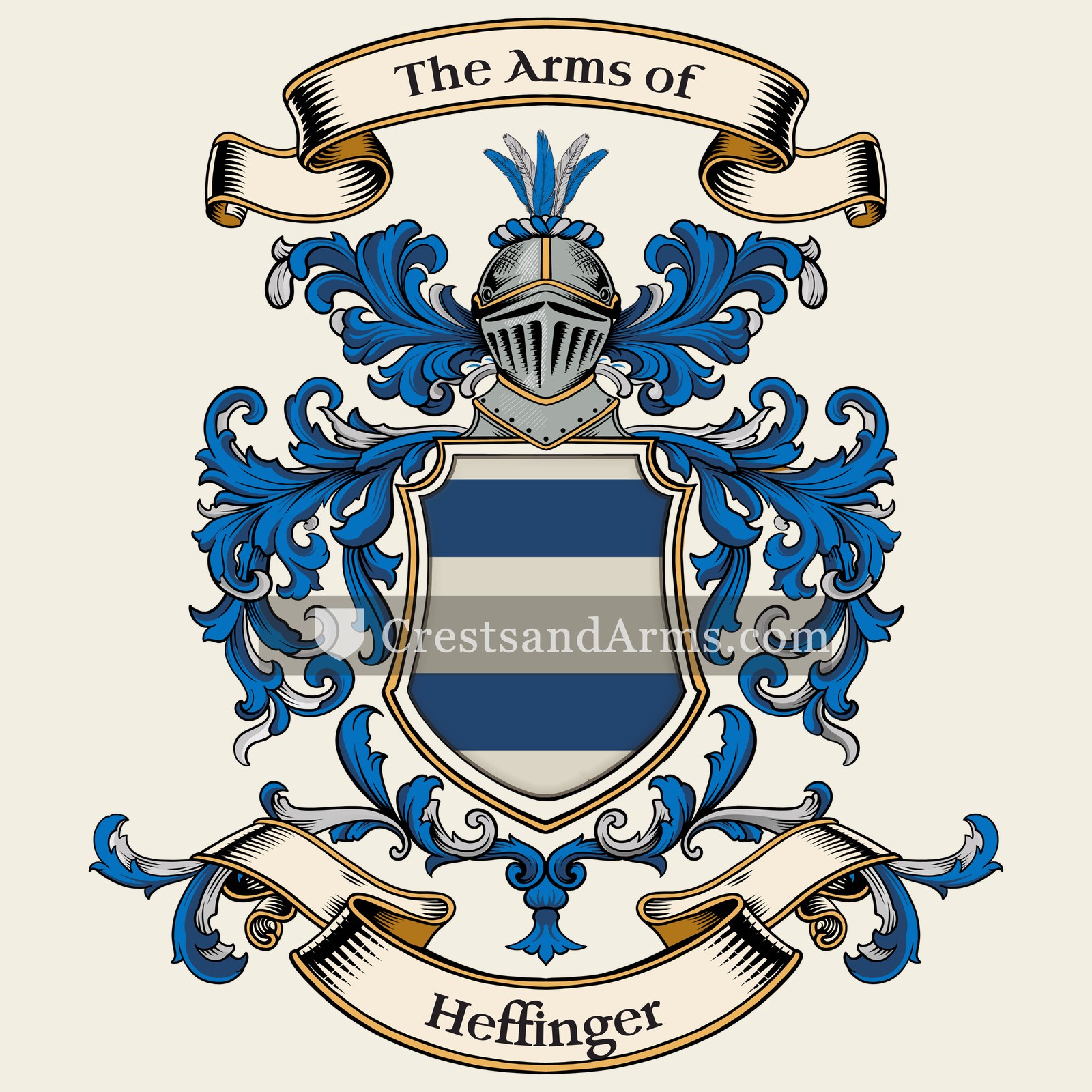 The Heffinger coat of arms, drawn from the recorded blazon