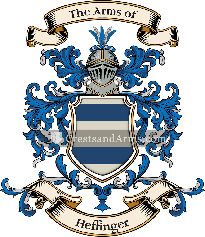 The Heffinger coat of arms, drawn from the recorded blazon