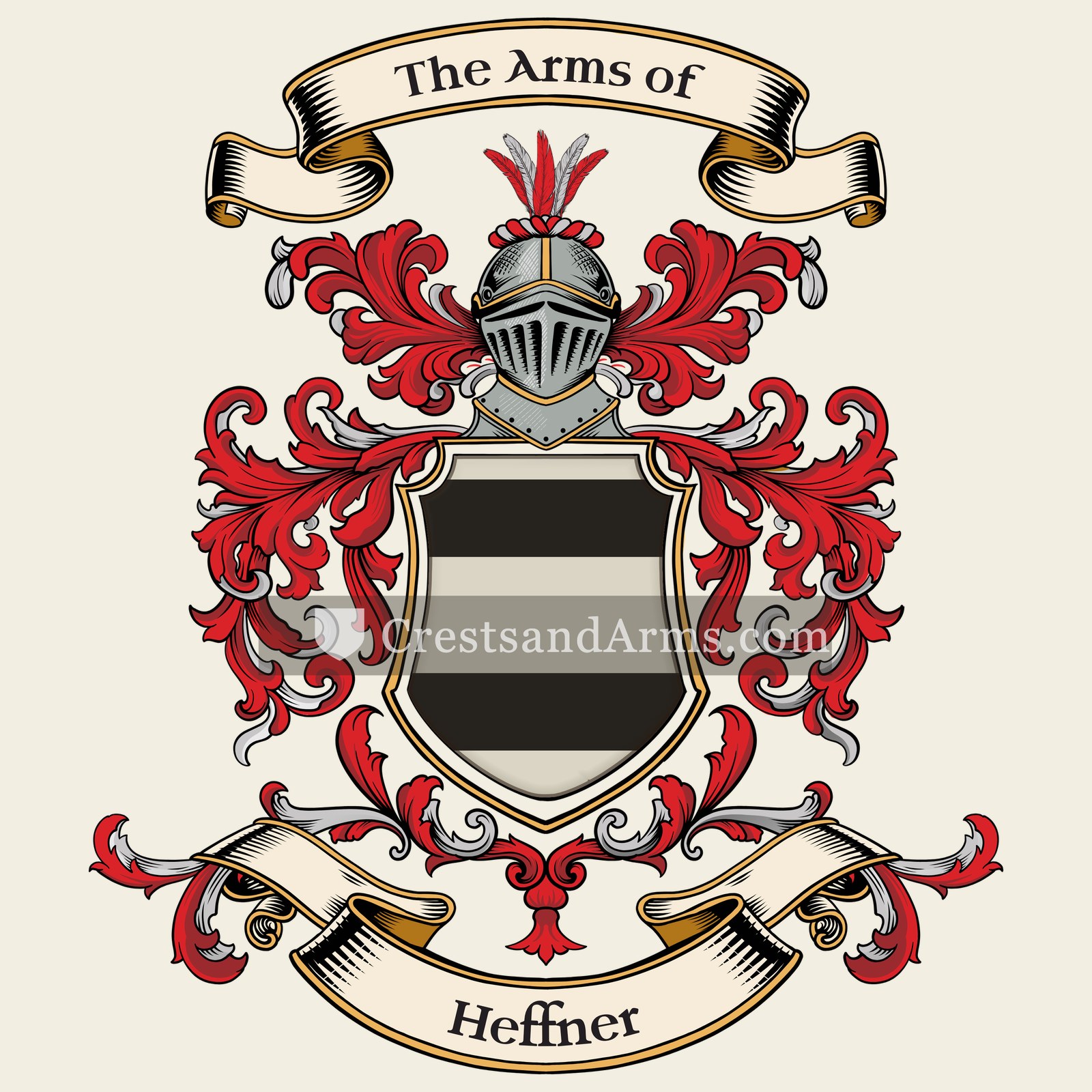 The Heffner coat of arms, drawn from the recorded blazon