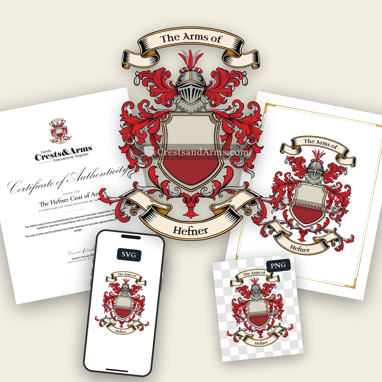 The Hefner arms on the coat of arms — digital pack