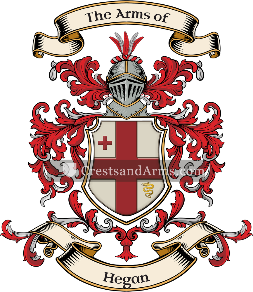 The Hegan coat of arms, drawn from the recorded blazon