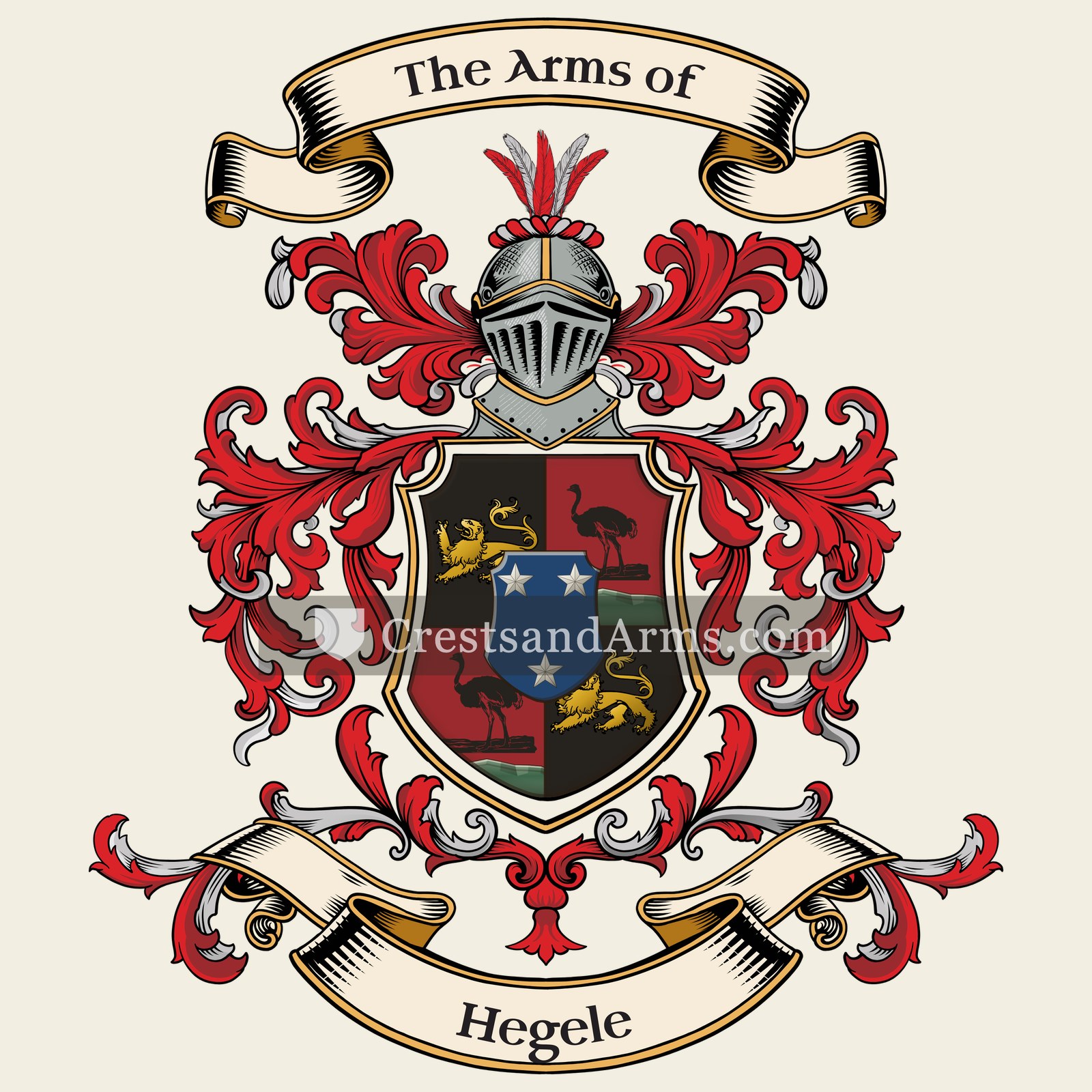 The Hegele coat of arms, drawn from the recorded blazon