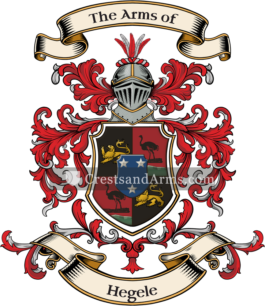 The Hegele coat of arms, drawn from the recorded blazon