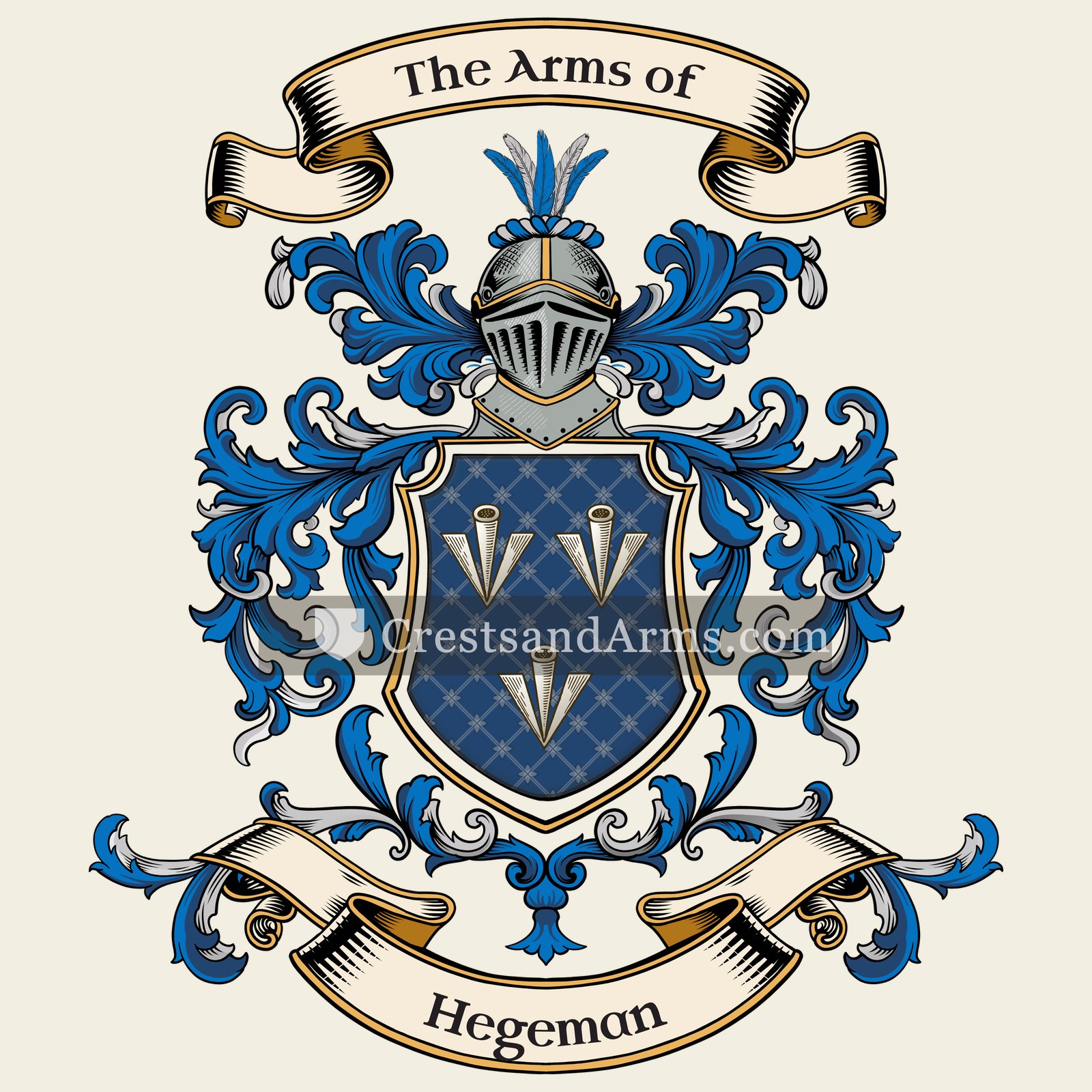 The Hegeman coat of arms, drawn from the recorded blazon