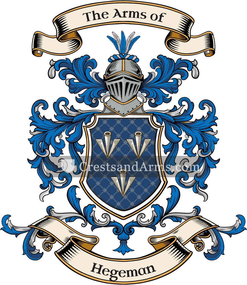 The Hegeman coat of arms, drawn from the recorded blazon