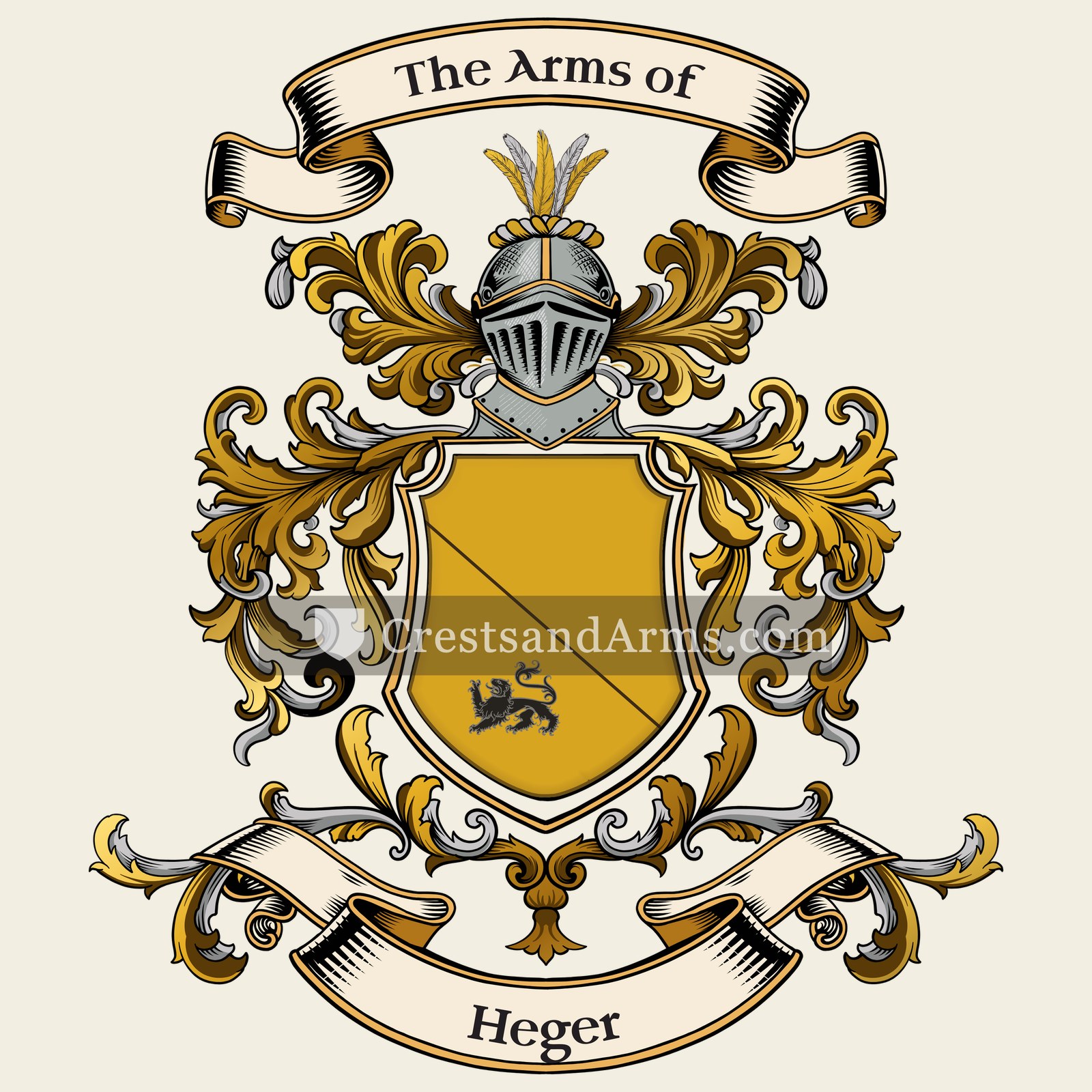 The Heger coat of arms, drawn from the recorded blazon