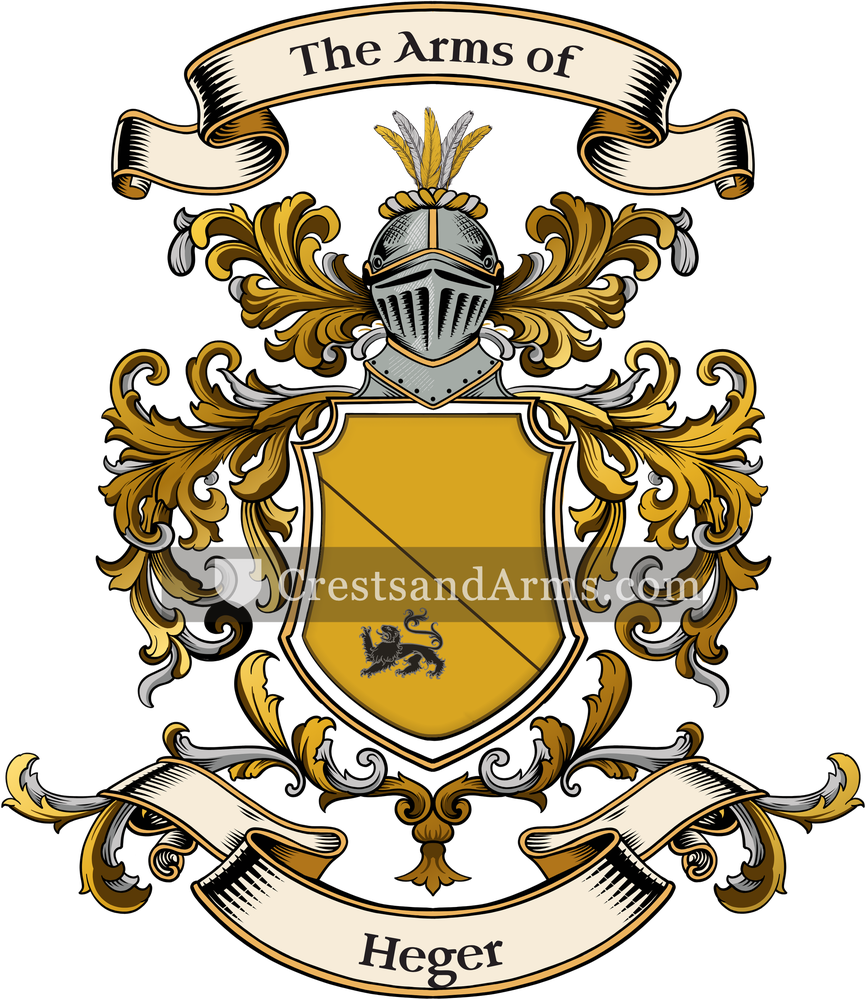 The Heger coat of arms, drawn from the recorded blazon