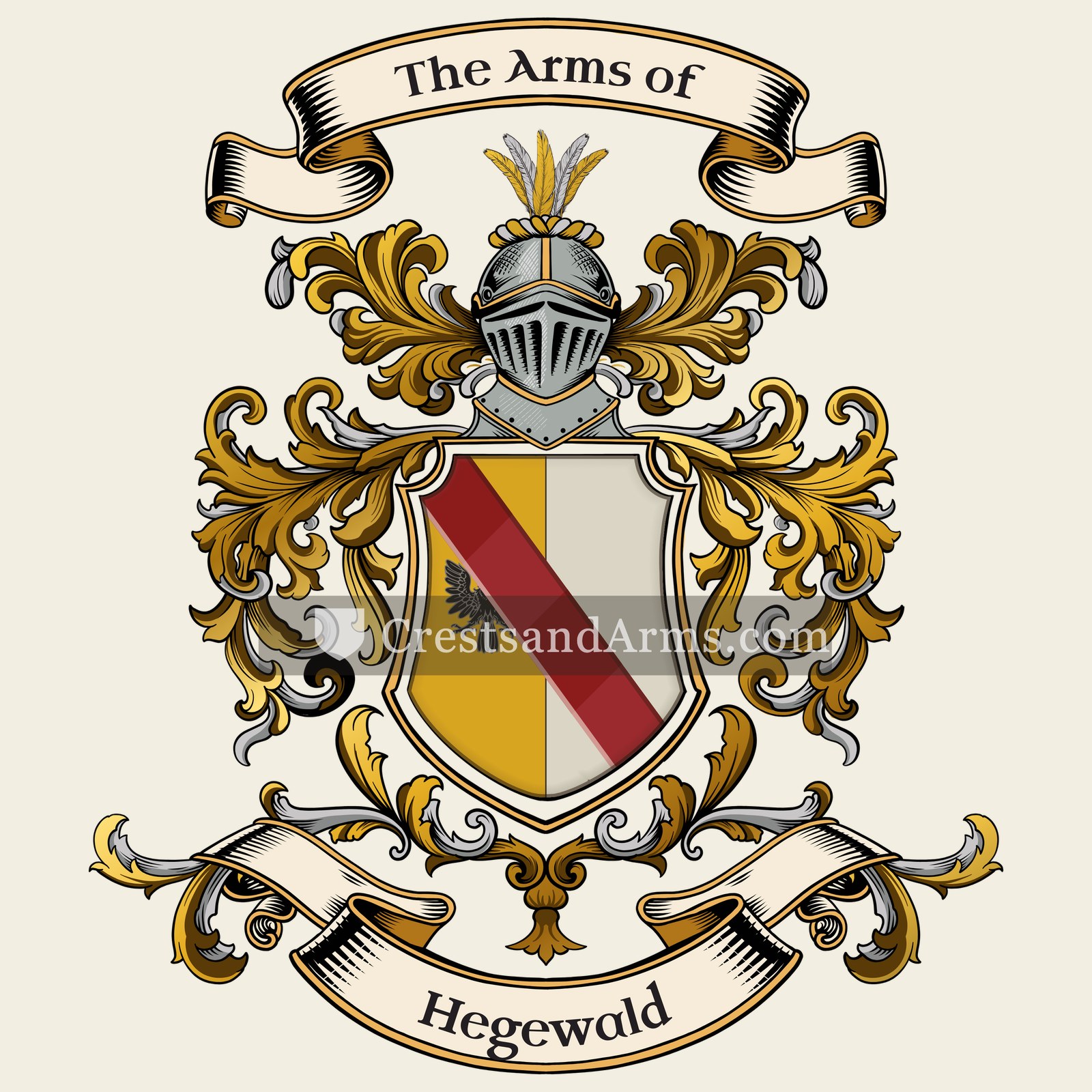 The Hegewald coat of arms, drawn from the recorded blazon