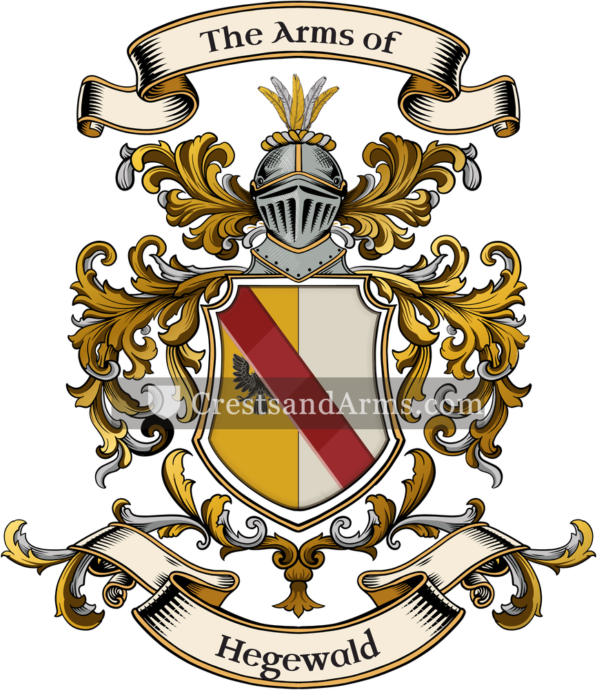 The Hegewald coat of arms, drawn from the recorded blazon