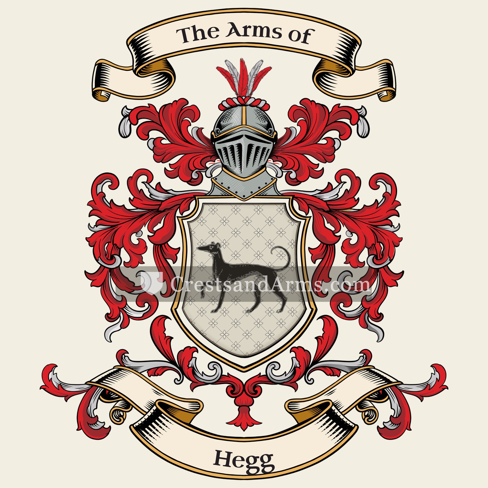 The Hegg coat of arms, drawn from the recorded blazon